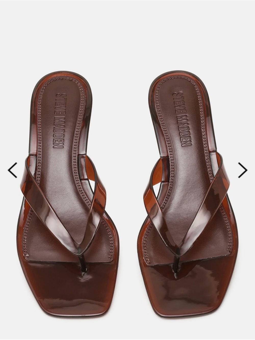 Steve Madden Brown Patent Leather Kitten Heel Thong Sandals - Picture 3 of 3